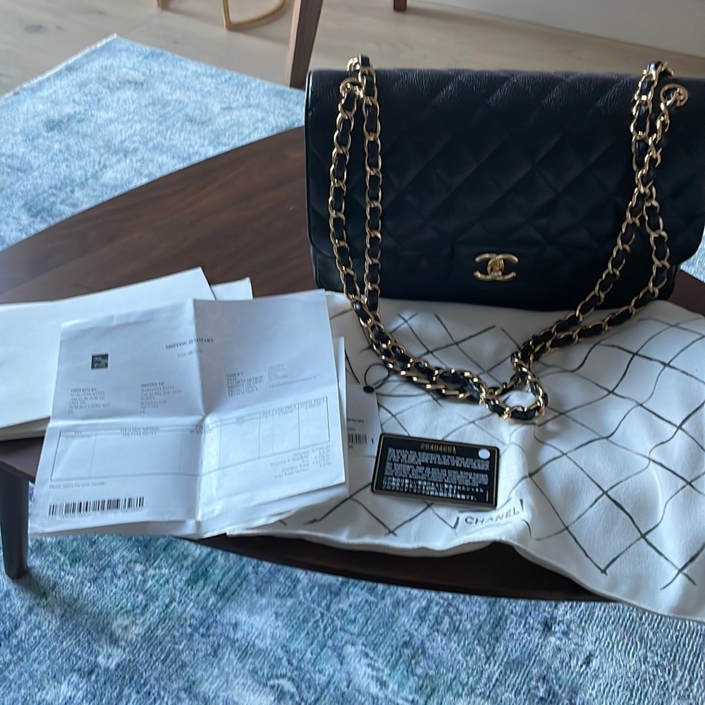Chanel Double Flap Jumbo Caviar Bag